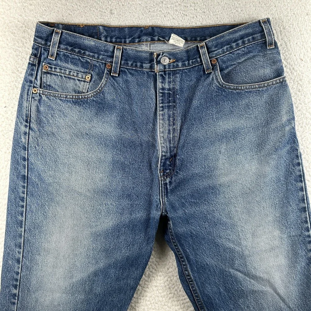 Vintage Levis 505 Jeans Mens 38x25 Medium Wash Denim Regular Fit Straight Hemmed